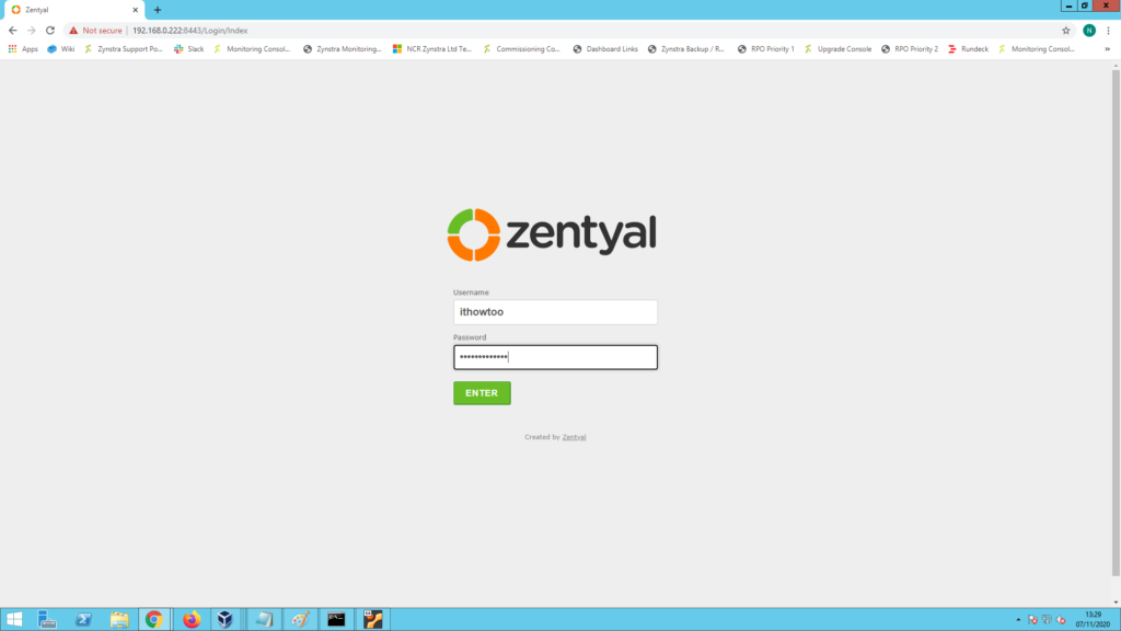 Zentyal 6.2: Connect to Zentyal Server 6.2 using the browser.