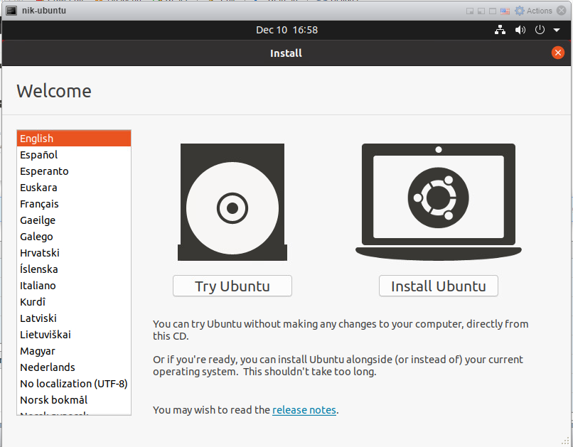 How to install Ubuntu 20/04 Desktop - Install Screen