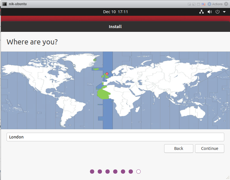 How to install Ubuntu 20/04 Desktop - Location.