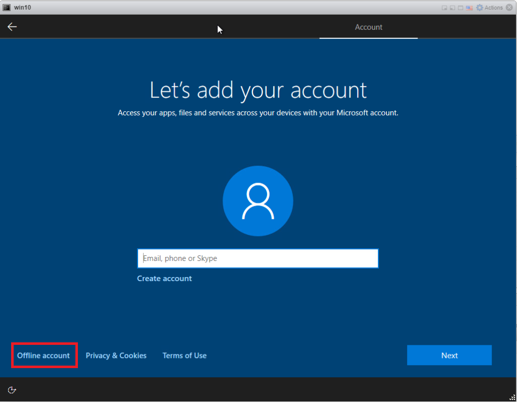 Installing Windows 10 Pro - Offline Account