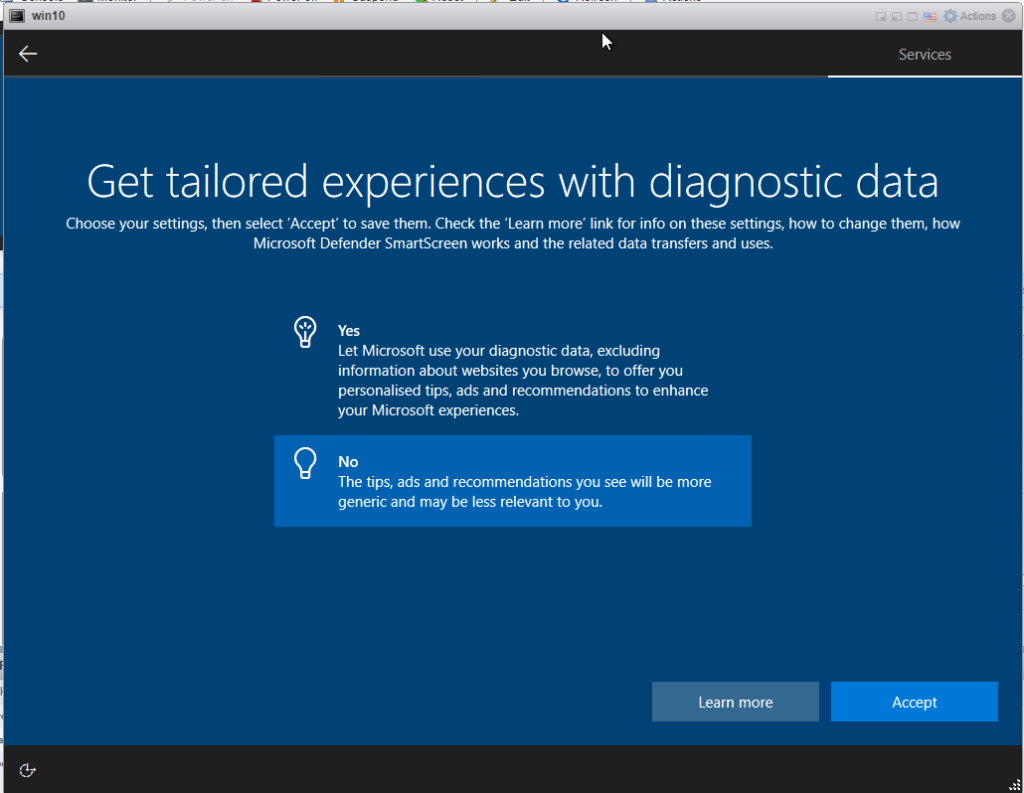 Installing Windows 10 Pro - Diagnostics