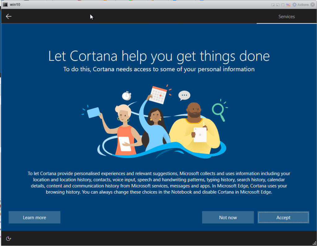 Installing Windows 10 Pro - Cortana