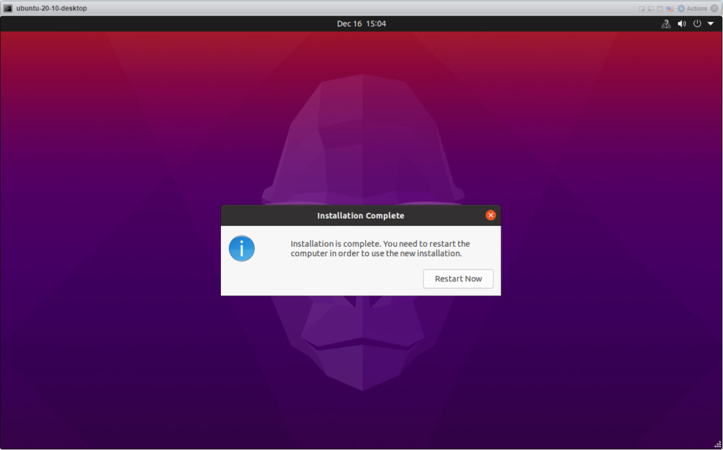 Ubuntu 20.10 - Reboot Now