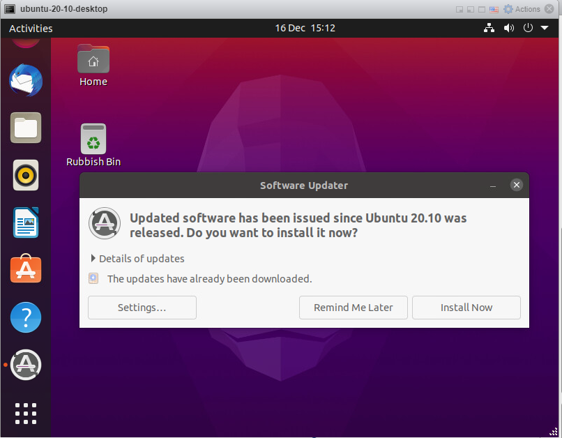 Ubuntu 20.10 - Install updates