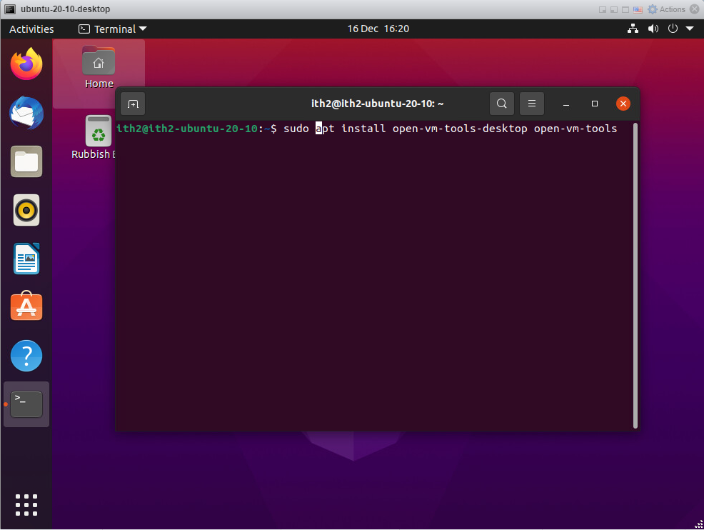 Ubuntu 20.10 - Install VM tools
