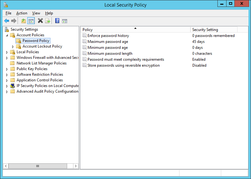 Disable Windows Server 2012 R2 users password expiry - Select Password Policy