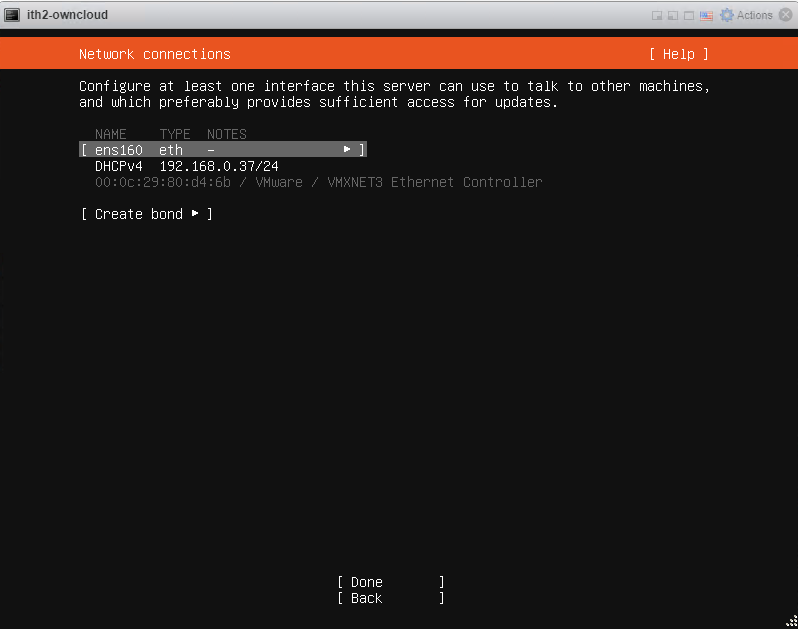 Installing Ubuntu 20.04.1 Server - Select LAN adapter