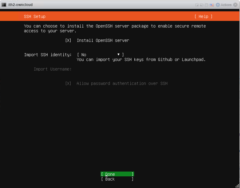 Installing Ubuntu 20.04.1 Server - ssh done