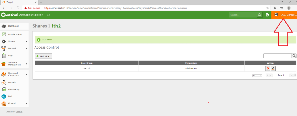 image 33 Zentyal: Create File Share on a Zentyal 6.2 DC