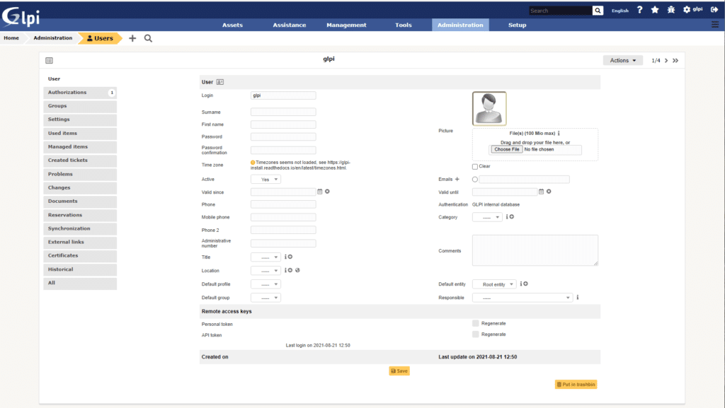 GLPI Initial Setup