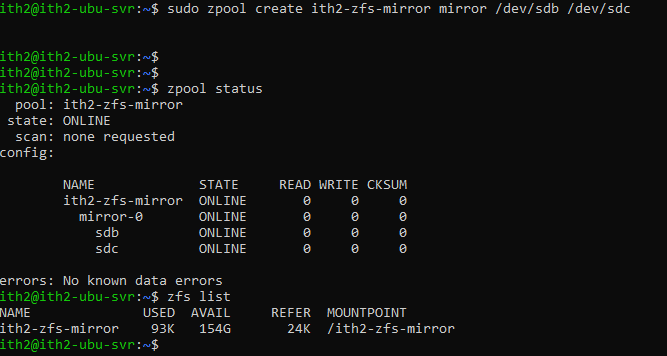 Install ZFS and create a ZFS pool on Ubuntu 20.04