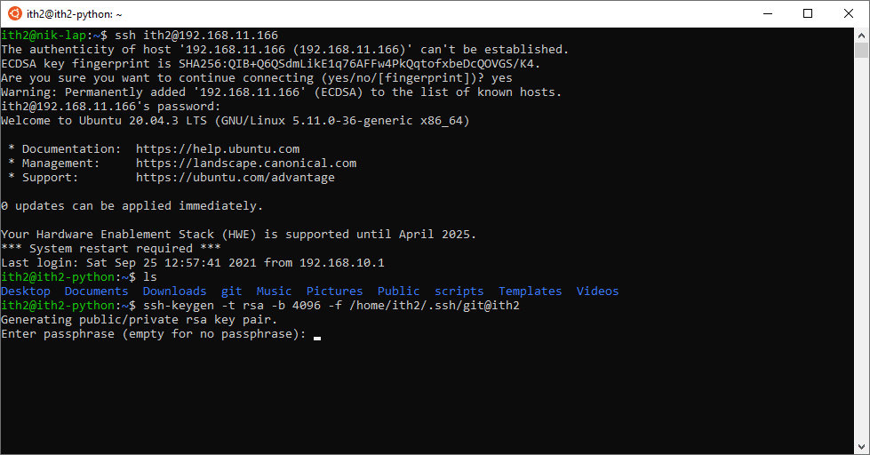 Configuring Git to sync with GitHub using ssh on Ubuntu 20.04