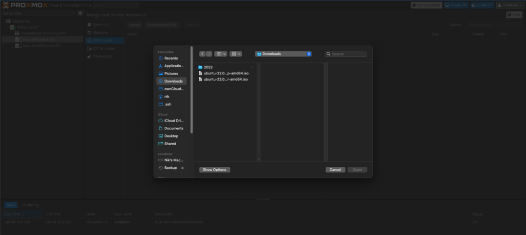 Uploading Ubuntu 22.04 ISOs to Proxmox Server