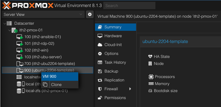 Create an Ubuntu 22.04 Server Proxmox VM from a template